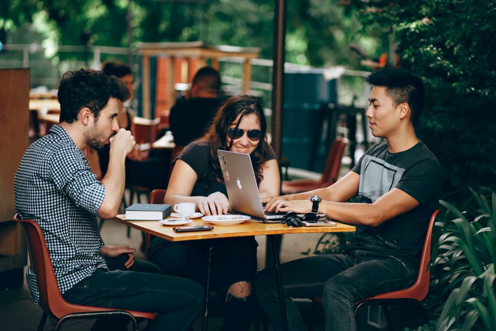 people working outside with unified communication