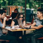 people working outside with unified communication